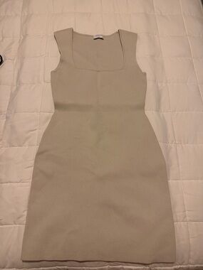 Aritzia - Babaton Beige Square-Neck Sheath Dress